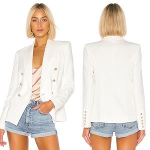 L’AGENCE Kenzie Double Breasted Blazer Jacket in Ivory White Sz 0